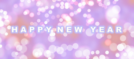Happy New Year banner with bokeh effect.  illustration.の写真素材
