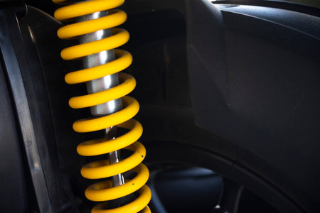 Shock absorber of the car close-up. Auto service industryの写真素材