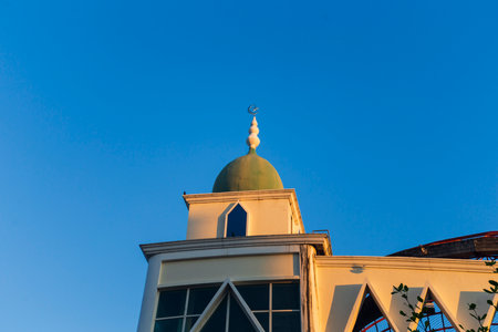 January 12 , 2024 - Baan Haw Mosque , Chiang Mai Province, Thailand. with blue sky in the eveningのeditorial素材