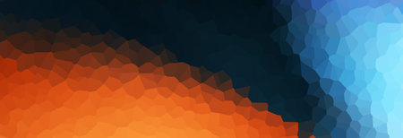 Abstract background of blue, orange and yellow polygons. Texture of geometric shapes.の写真素材