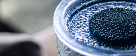 Close-up of water drops on the surfaceの写真素材