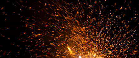sparks from metal welding with sparks flying in the air close-up