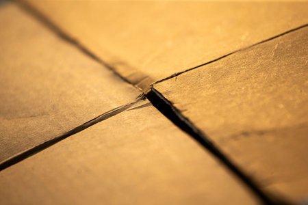 Close-up of a brown tile floor. Selective focus.の写真素材