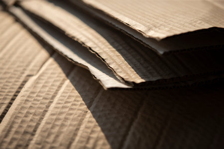 Closeup of a stack of cardboard boxes.の写真素材