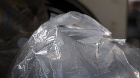 garbage bags on the streetの写真素材