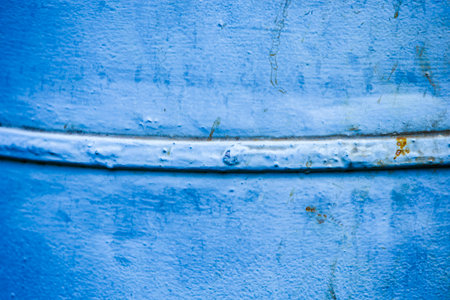 Blue oil tank texture. Close up of blue oil tank texture.の写真素材