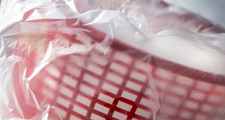 Close-up of a cellophane bag on a white backgroundの写真素材
