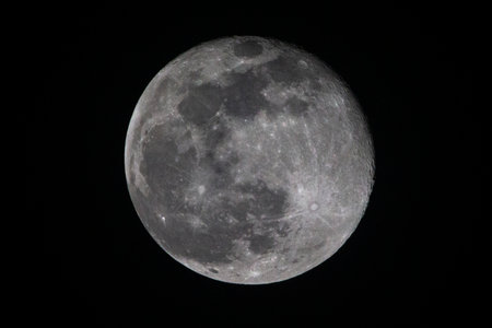 Moon Closeup Showing the Details of Lunar Surface. Taken at Night.の写真素材
