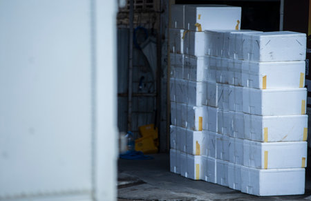 closeup of photo foam boxの写真素材