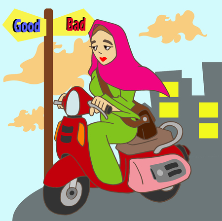 veiled ladies motoriderのイラスト素材