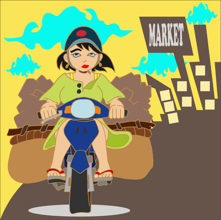 woman worker motoriderのイラスト素材