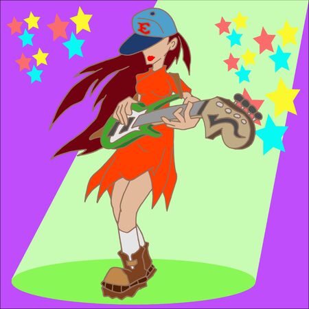 Power Bassist Ladyのイラスト素材