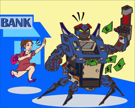 Stopped exploited the bank machineのイラスト素材