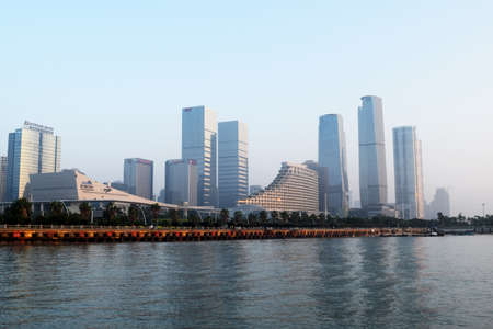 Landscape view of high rise buildings in Xiamen city, Chinaのeditorial素材