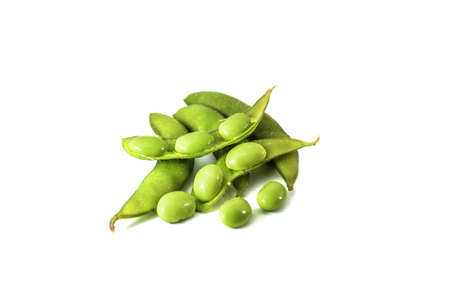 Opened Fresh Green Soybeanの写真素材