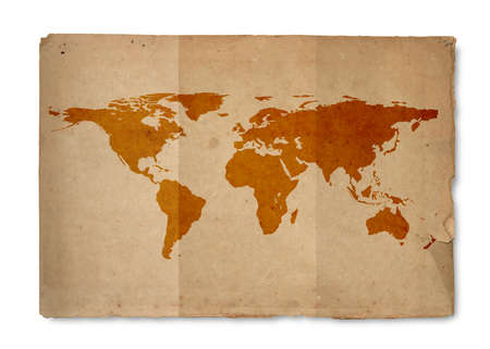 World map with vintage paper texture