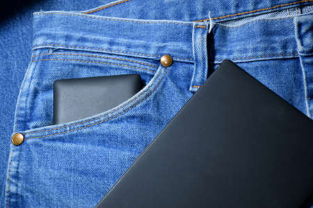 blue jean and smartphoneの写真素材