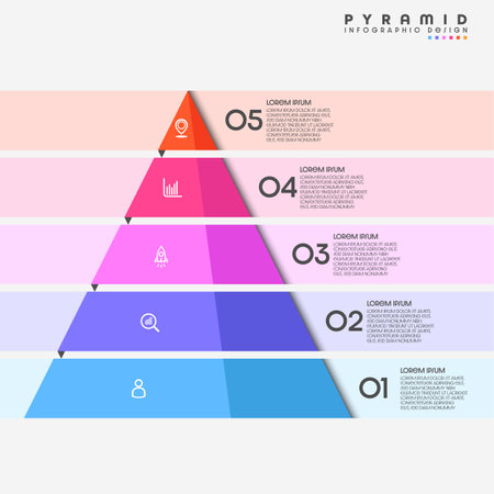 Pyramid chart infographic template with 4 steps. Can be used for workflow layout, diagram, number options, web design.のイラスト素材