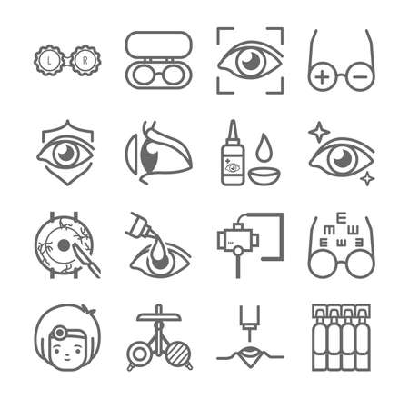 Eye care Ophthalmology icons setのイラスト素材