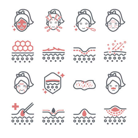 Skin face dermatologist icons set IIのイラスト素材