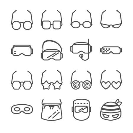 Various Glasses Line Art Iconsのイラスト素材