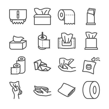 Toilet paper tissue line icon.のイラスト素材