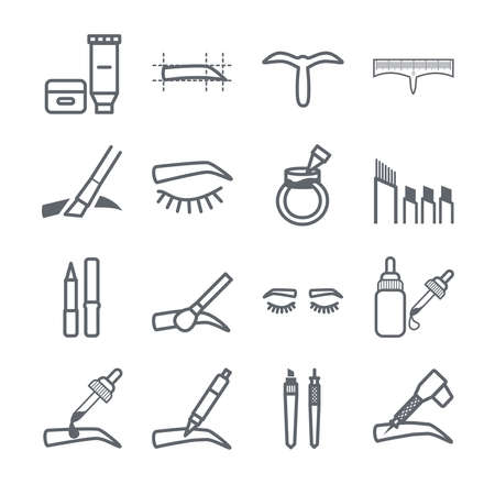 Eyebrow Tattoo vector icons setのイラスト素材
