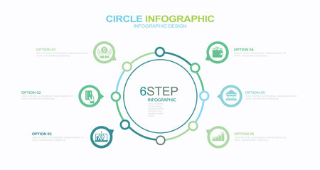 Creative concept with 6 steps stock illustration Abstract, Business, Communication, Computer Graphic, Conceptsのイラスト素材