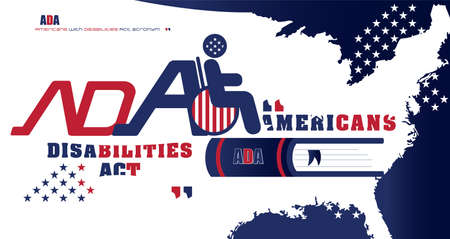 ADA, Americans with Disabilities Act. Concept with keywords, letters and icons. Colored flat vector illustration stock illustration
USA, Accessibility, Accessibility for Persons with Disabilitiesのイラスト素材