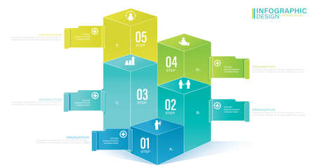 Presentation Vector infographic template with 4 step stock illustration Infographic, List, Bar Graph, Iconsのイラスト素材