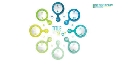 Presentation Vector infographic template with 8 steps stock illustration Infographic, List, Circle, Iconsのイラスト素材