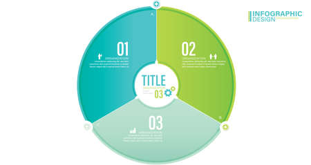 Vector infographic circle. Cycle diagram with 3 options. Presentation stock illustration Number 3, Infographic, Circle, Iconsのイラスト素材
