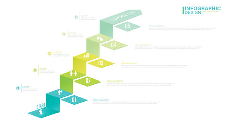 Presentation Vector infographic template with 5 steps stock illustration Infographic, List, Bar Graph, Icons, Chartのイラスト素材