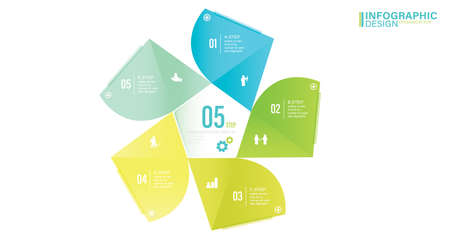 Presentation Vector infographic template with 5 steps stock illustration Infographic, List, Icons, Number 5, Pentagon - Shapeのイラスト素材