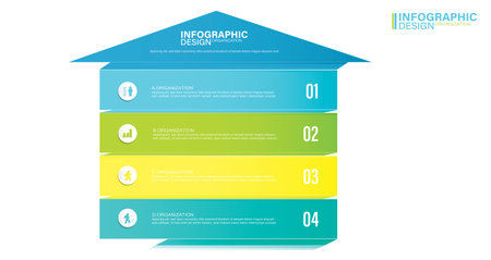 Vector infographic template with 4 steps stock illustration Infographic, List, Iconsのイラスト素材