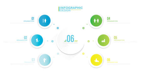 Business data visualization. Infographic Elements stock illustration Infographic, Number 6, Part Of, Steps , Icons, circleのイラスト素材