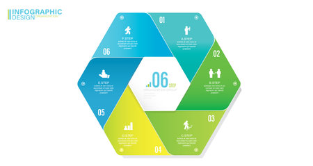 Business data visualization. Infographic Elements stock illustration Infographic, Number 6, Part Of, Steps , Icons, Hexagonのイラスト素材