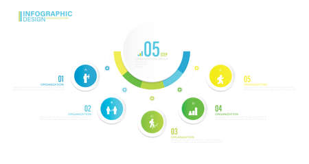 Vector infographic template with 5 steps stock illustration Infographic, List, Icons, circleのイラスト素材