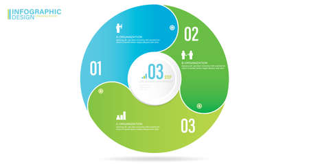 Vector infographic circle. Cycle diagram with 3 options. Presentation stock illustration Number 3, Infographic, Circle, Iconsのイラスト素材