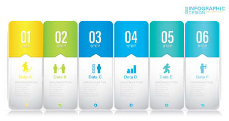 Presentation Vector infographic template with 6 steps stock illustration Infographic, List, Iconsのイラスト素材