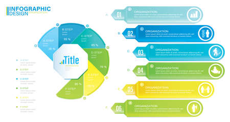 Business data visualization. Infographic Elements stock illustration Infographic, Number 6, Part Of, Steps , Icons, Success, Circleのイラスト素材