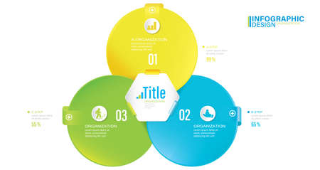 Presentation Vector infographic template with 3 steps stock illustration Infographic, List, Icons, Circleのイラスト素材
