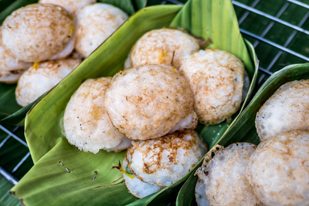 Kanom krok, coconut rice cake or Thai coconut pudding, traditional Thai sweetの写真素材
