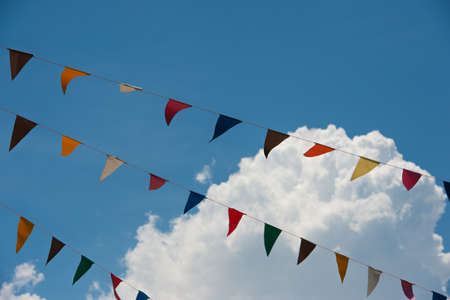 bunting with skyの写真素材