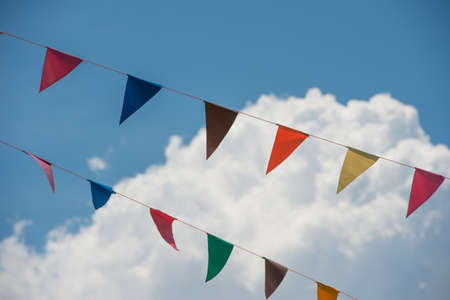 bunting with skyの写真素材