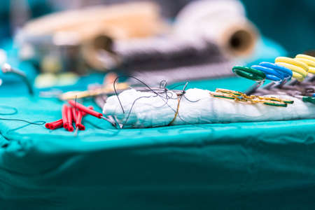 Surgical instruments for open heart surgeryの写真素材