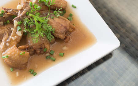 chicken wing in red wine sauceの写真素材