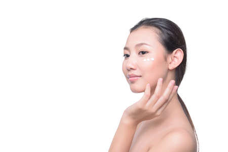 asian woman on white backgroundの写真素材