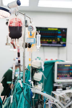 giving packed red cell during surgeryの写真素材