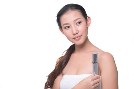 asian woman on white background